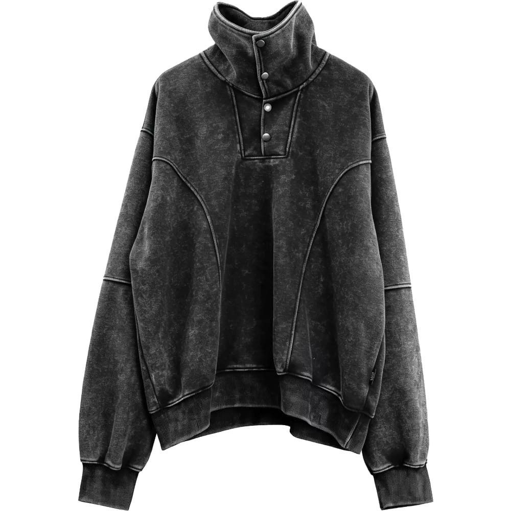 Kobine Men's Techwear Distressed High Collar Long Sleeve Top