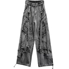 Kobine Men's Techwear Distressed Raw Edge Strappy Wide Leg Pants