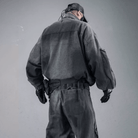 Kobine Men's Techwear Eyelet Zipper Raw Edge High Collar Jacket