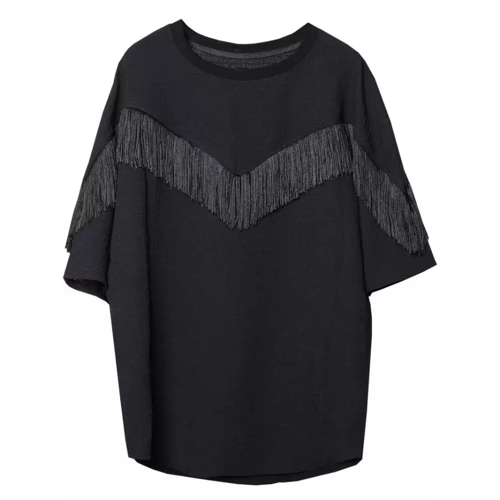 Kobine Men's Techwear Fringe Textured Batwing-Sleeve Top