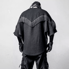 Kobine Men's Techwear Fringe Textured Batwing-Sleeve Top