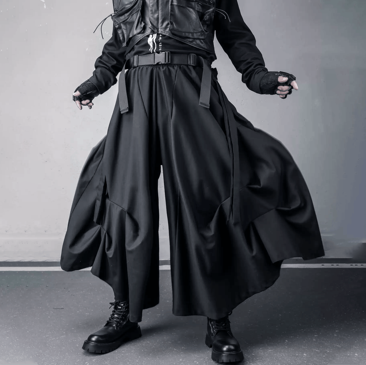 Kobine Men's Techwear Irregular Draped Loose Skirt Pants