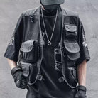 Kobine Men's Techwear Multi-Pocket Mesh Panel Buckle Vest