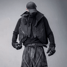 Kobine Men's Techwear Multi Zipper Stand Collar Vest