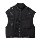 Kobine Men's Techwear Multi Zippers Large Pocket Stand Collar Vest