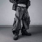 Kobine Men's Techwear Raw Edge Patchwork Wide Leg Pants