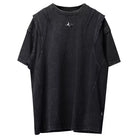 Kobine Men's Techwear Star Decor Distressed Short Sleeve Top Black