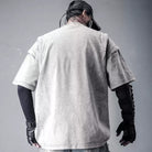 Kobine Men's Techwear Star Decor Distressed Short Sleeve Top Grey