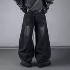 Kobine Men's Techwear Strappy Ruched Wide Leg Denim Cargo Pants