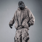 Kobine Men's Techwear Studded Printed Zip-Up Hooded Jacket