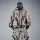 Kobine Men's Techwear Studded Printed Zip-Up Hooded Jacket
