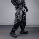 Kobine Men's Techwear Textured Buckle Strap Big Pocket Cargo Pants