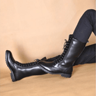 Kobine Men's Vintage Lace Up Zipper Faux Leather Army Boots Martin Boots