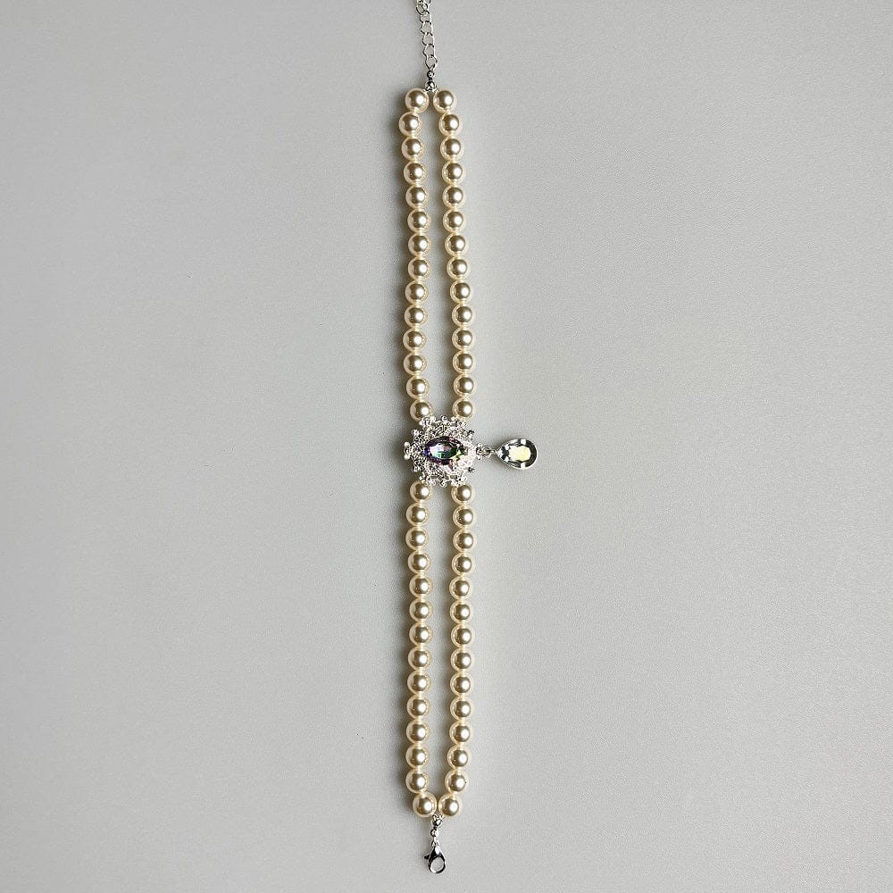 Kobine Pet's Gothic Double-layer Imitation Pearl Cat Choker