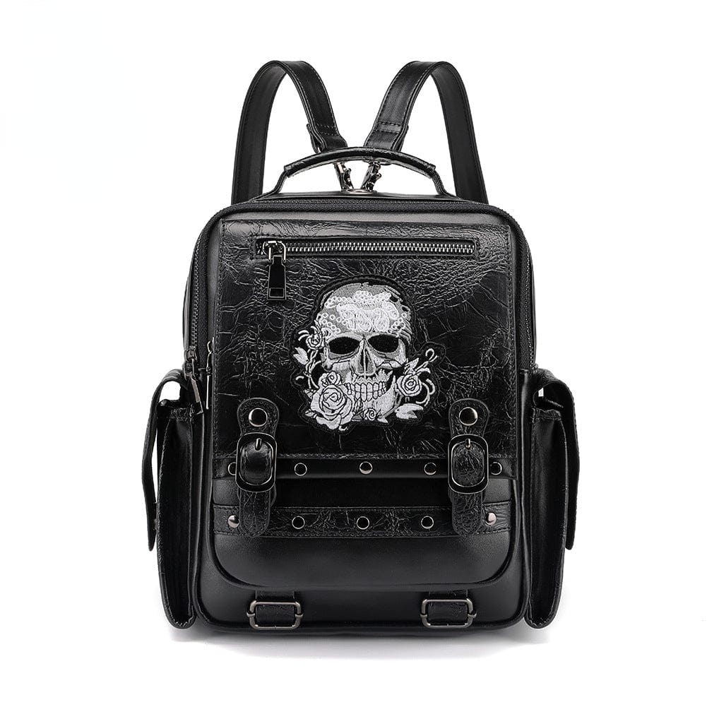 Kobine Steampunk Skull Embroidered Backpack