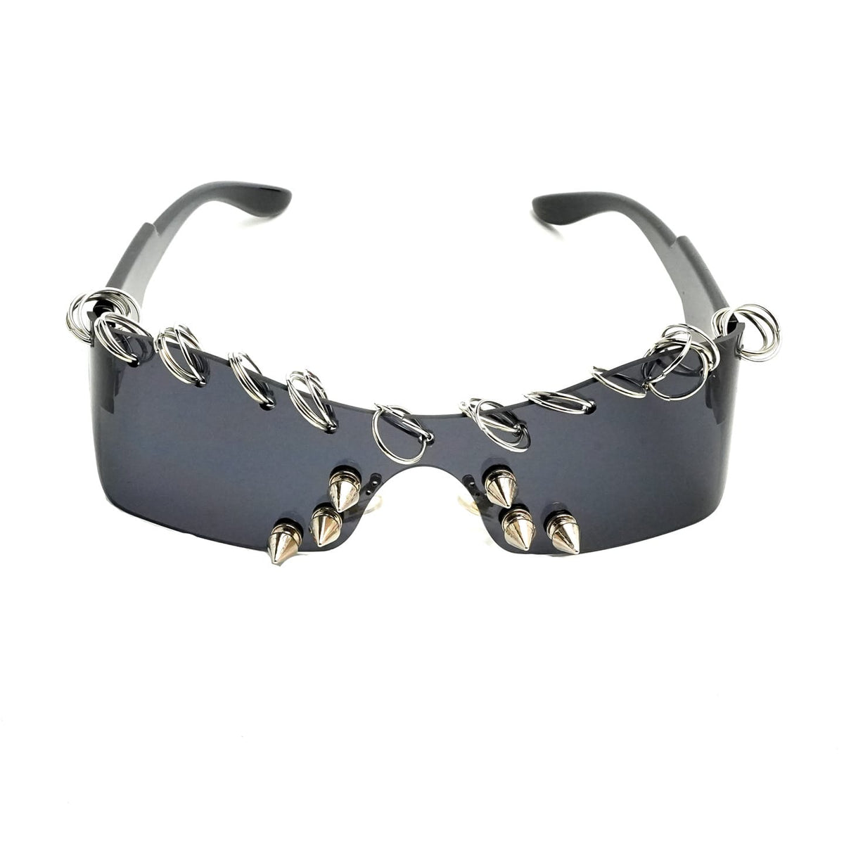 Kobine Unisex Cyberpunk Spiked Ring Wrap Around Glasses Sunglasses