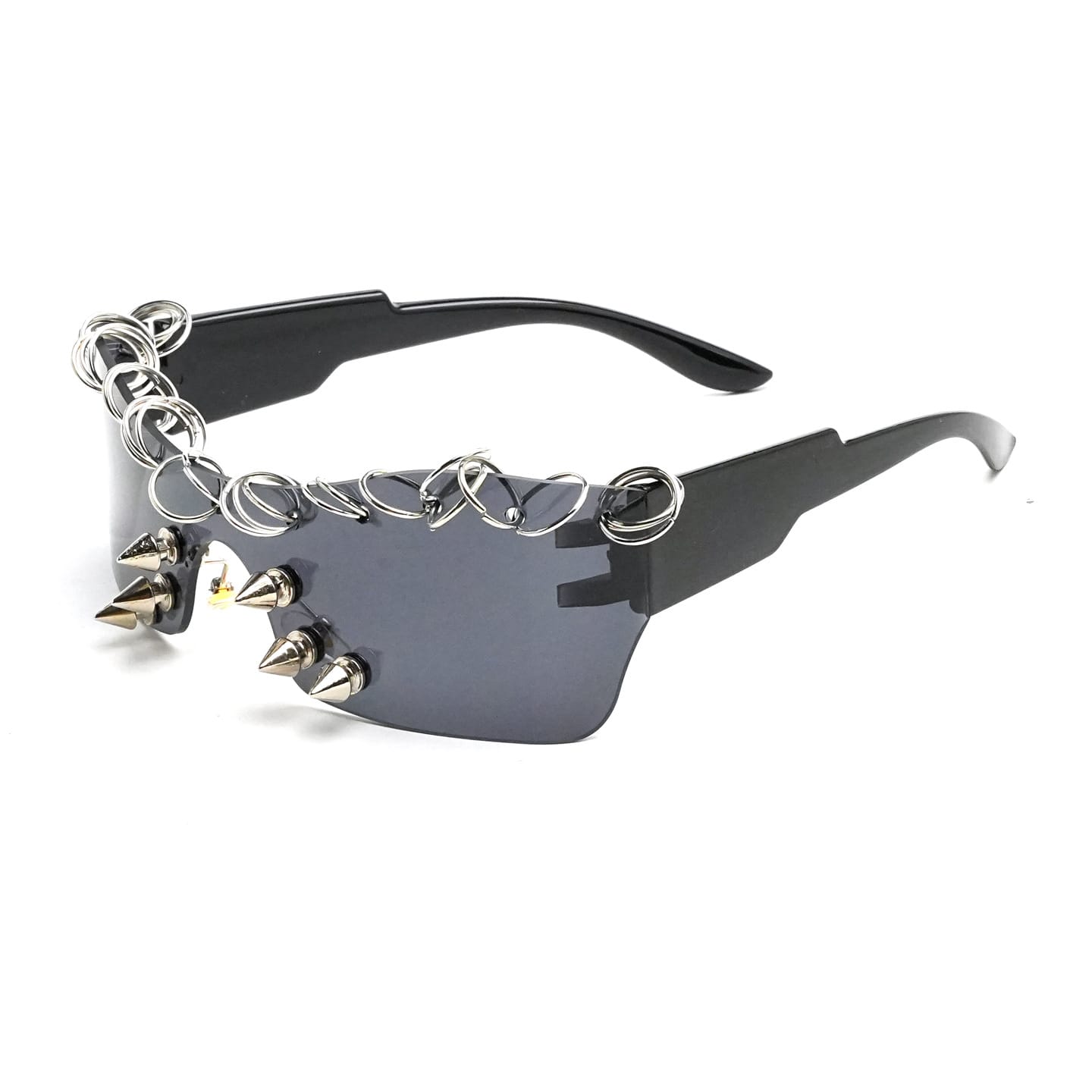 Kobine Unisex Cyberpunk Spiked Ring Wrap Around Glasses Sunglasses