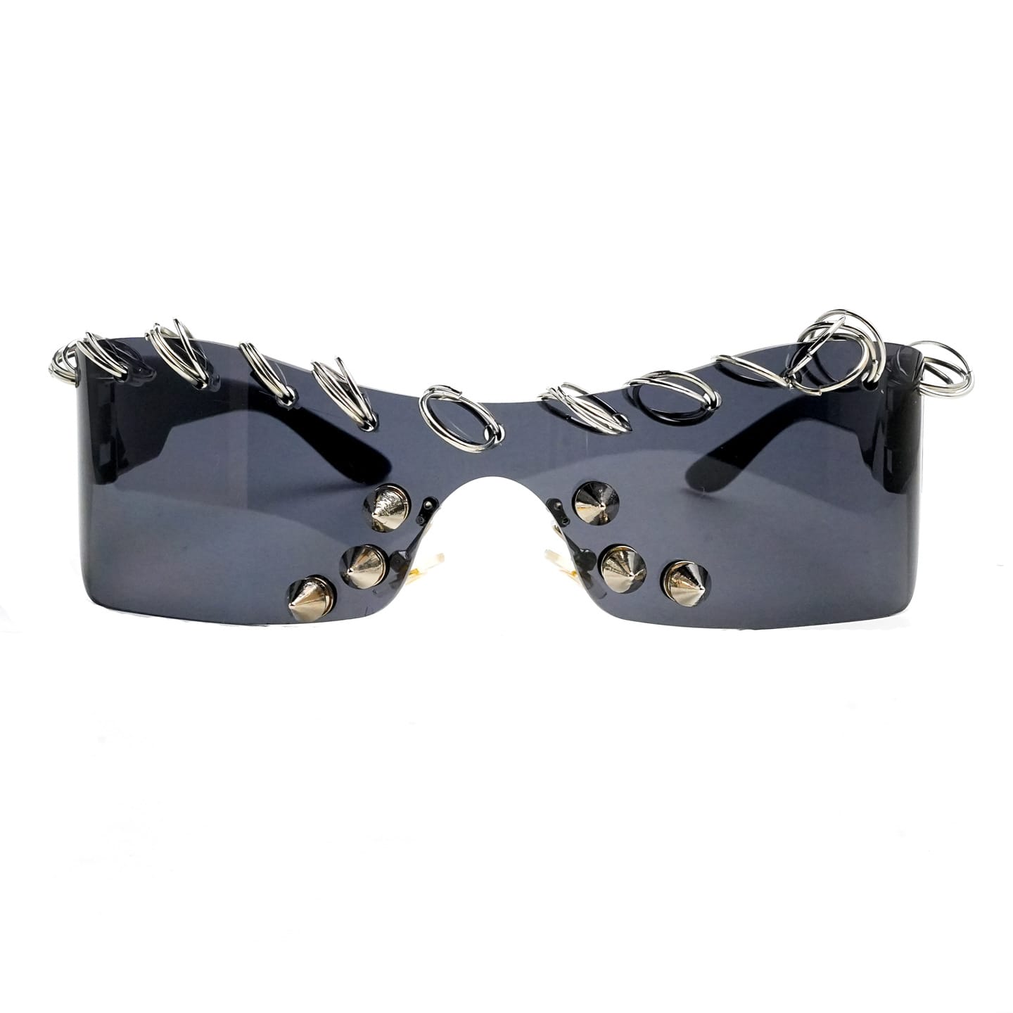 Kobine Unisex Cyberpunk Spiked Ring Wrap Around Glasses Sunglasses