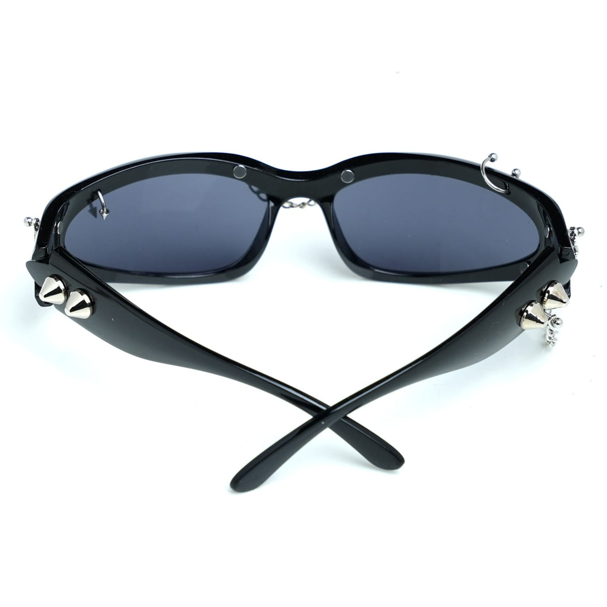 Kobine Unisex Cyberpunk Star Spiked Chained Glasses Sunglasses