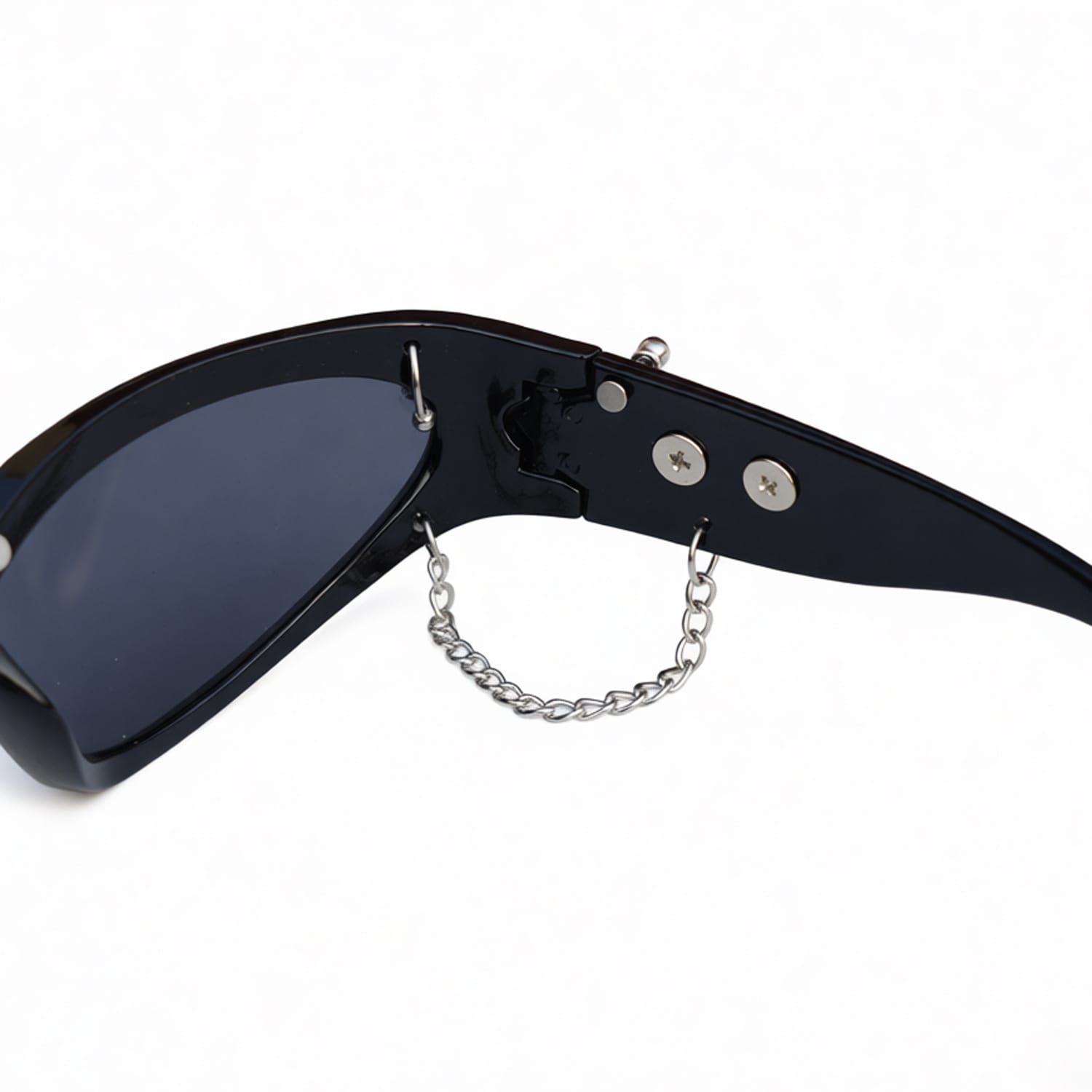 Kobine Unisex Cyberpunk Star Spiked Chained Glasses Sunglasses