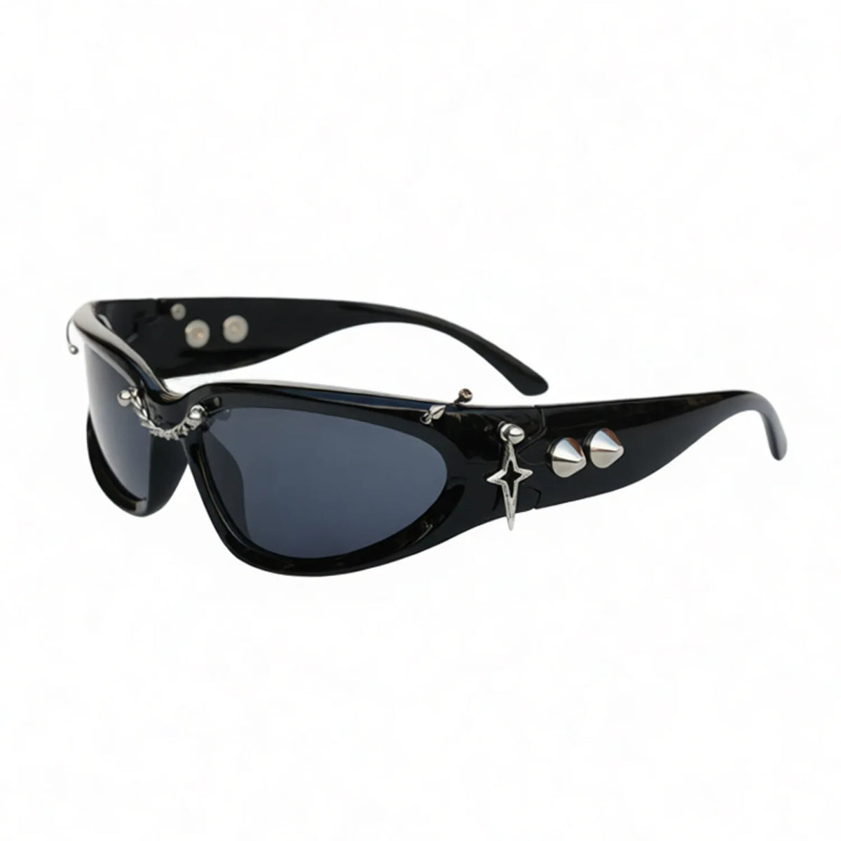 Kobine Unisex Cyberpunk Star Spiked Chained Glasses Sunglasses