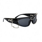 Kobine Unisex Cyberpunk Star Spiked Chained Glasses Sunglasses