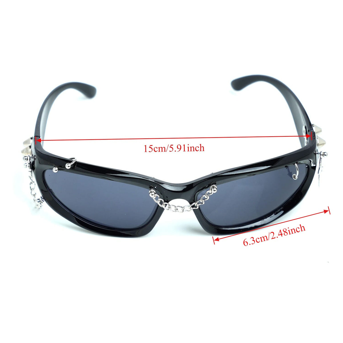 Kobine Unisex Cyberpunk Star Spiked Chained Glasses Sunglasses
