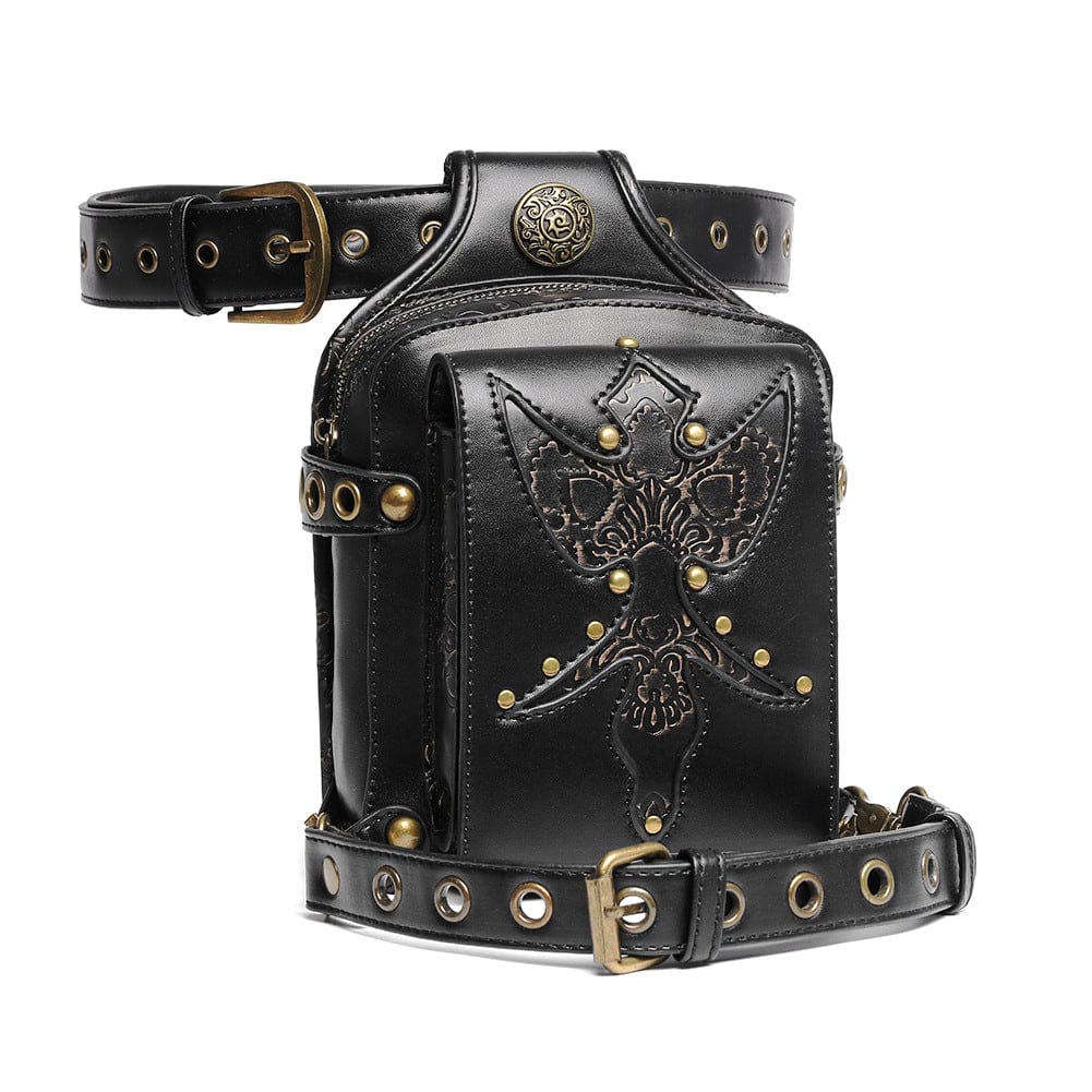 Kobine Unisex Gothic Embossed Rivet Waist Bag