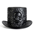 Kobine Unisex Gothic Skull Embossed Crinkled Top Hat