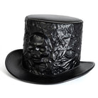Kobine Unisex Gothic Skull Embossed Crinkled Top Hat