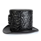 Kobine Unisex Gothic Skull Embossed Crinkled Top Hat