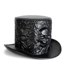 Kobine Unisex Gothic Skull Embossed Crinkled Top Hat