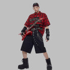 Kobine Unisex Grunge Plaid Print Turn Down Collar Shirt
