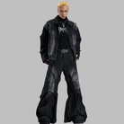 Kobine Unisex Grunge Raw Edge Double Layer Ultra Wide Leg Pants