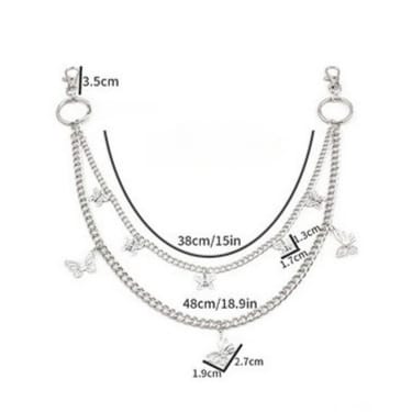 Kobine Unisex Punk Butterfly Layered Waist Chain