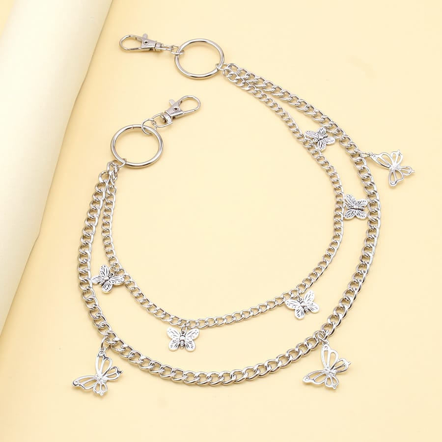 Kobine Unisex Punk Butterfly Layered Waist Chain