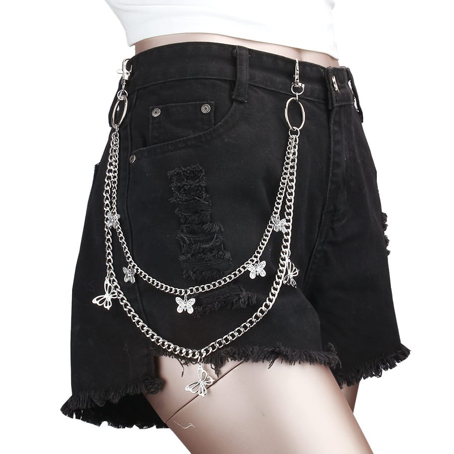 Kobine Unisex Punk Butterfly Layered Waist Chain