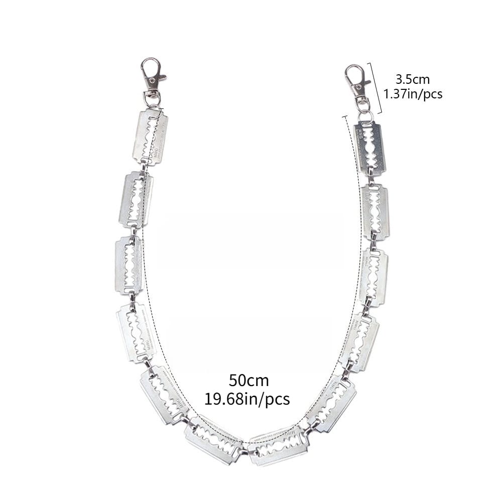 Kobine Unisex Punk Decorative Razor Blade Waist Chain