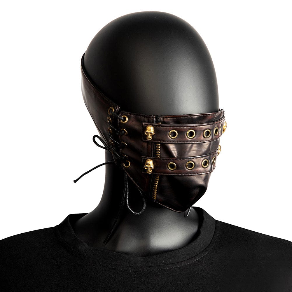 Kobine Unisex Punk Eyelet Lace-up Mask