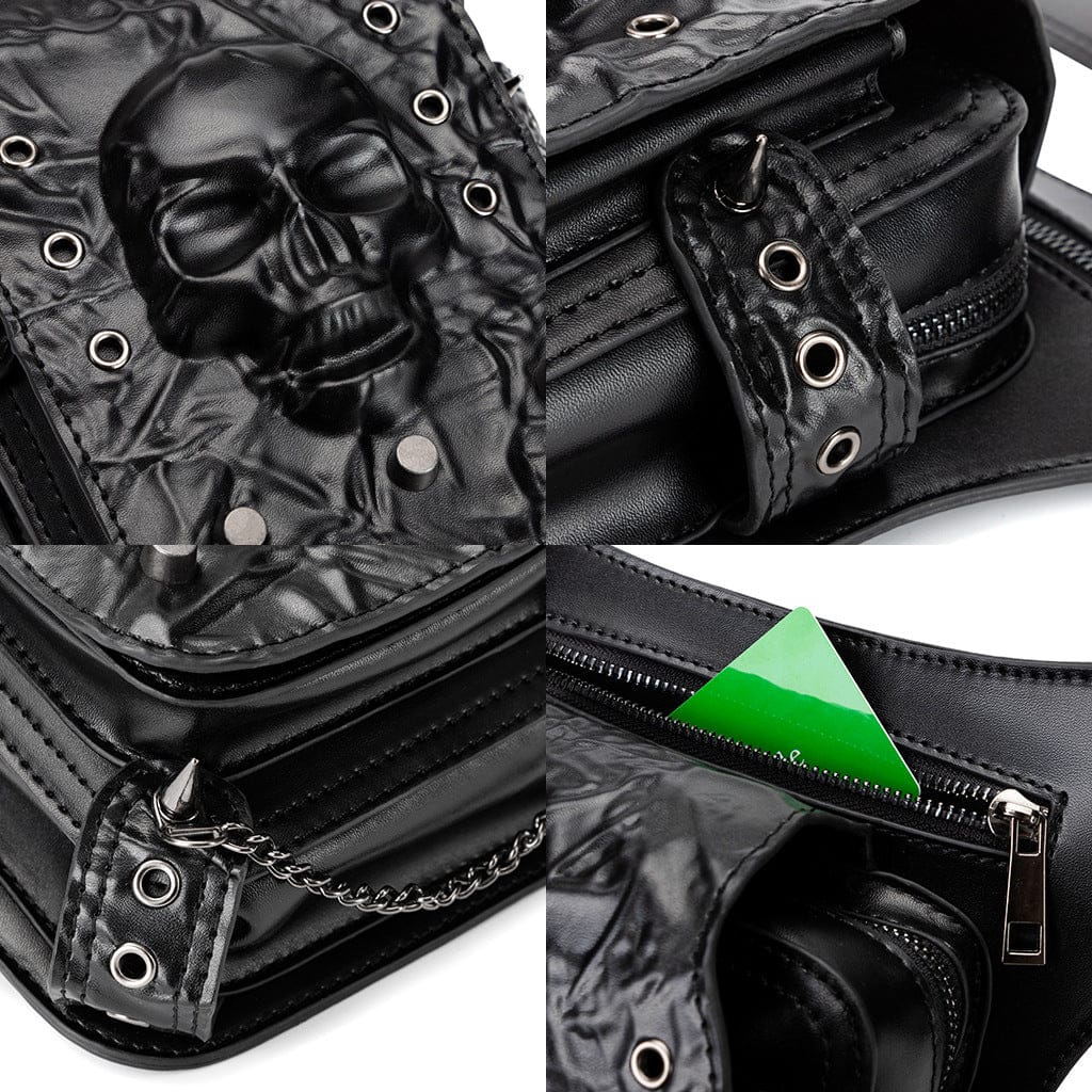 Kobine Unisex Punk Ösennieten Totenkopf-Tasche