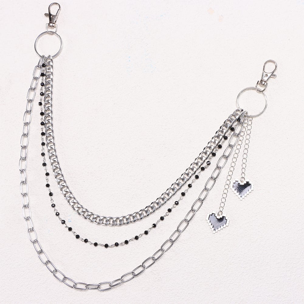 Kobine Unisex Punk Heart Multilayer Waist Chain