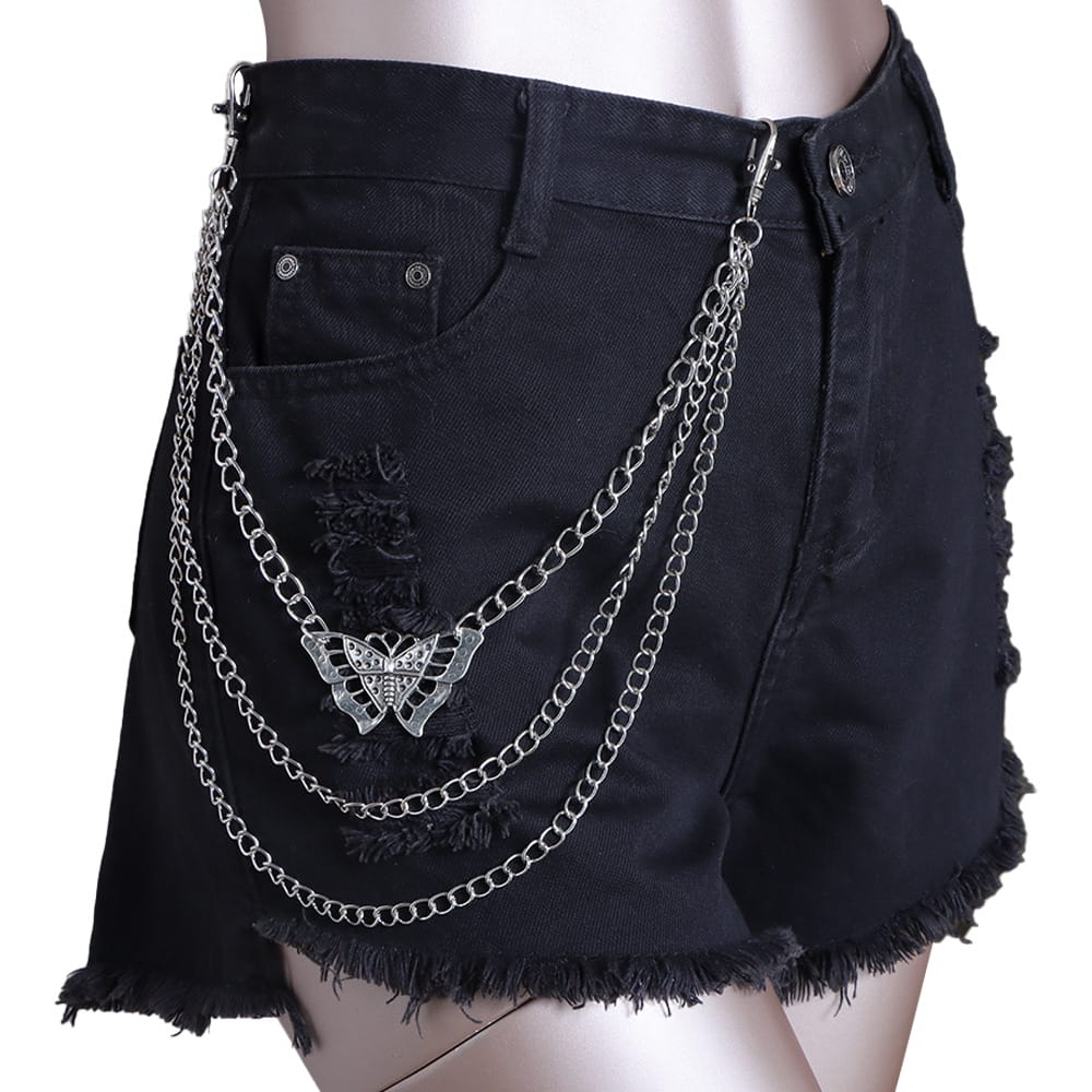 Kobine Unisex Punk Hollow Butterfly Layered Waist Chain