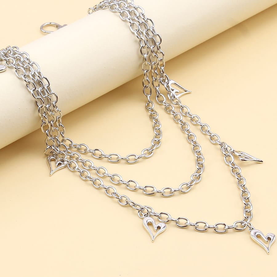 Kobine Unisex Punk Hollow Heart Layered Waist Chain