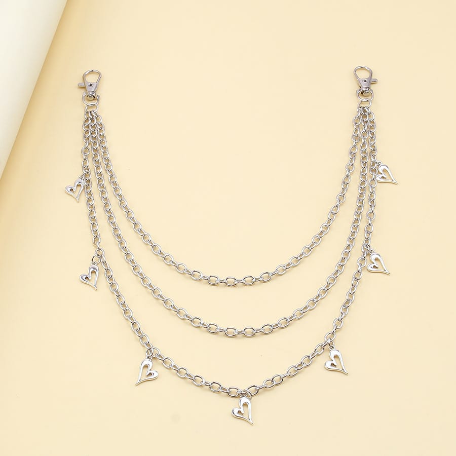 Kobine Unisex Punk Hollow Heart Layered Waist Chain