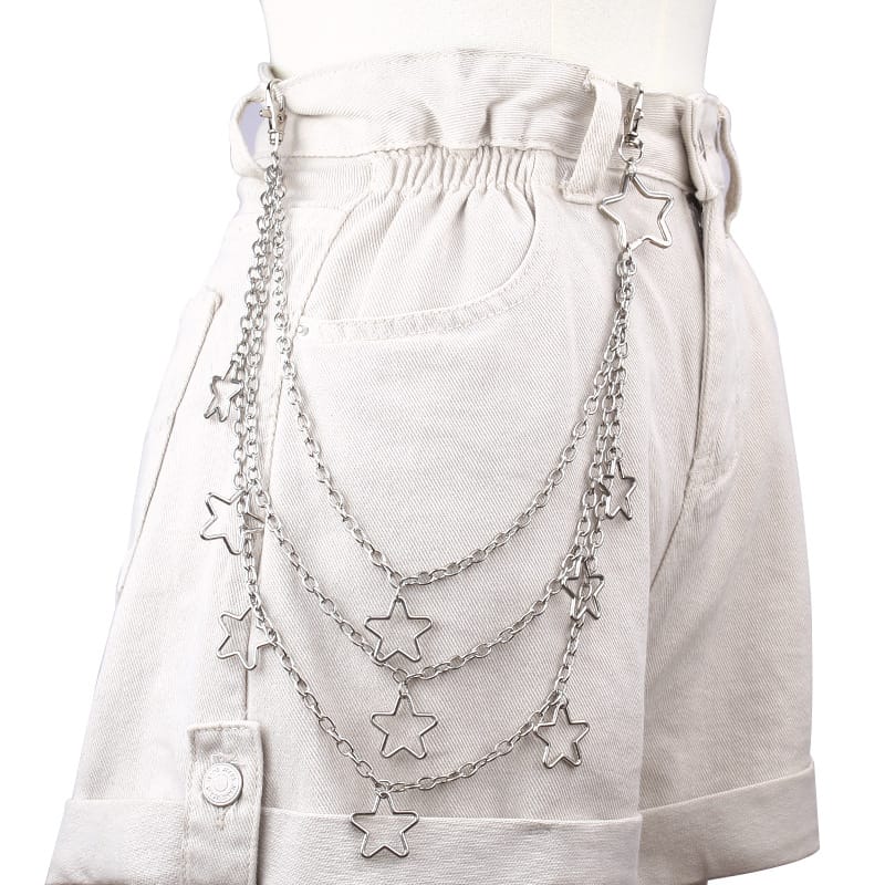 Kobine Unisex Punk Hollow Star Layered Waist Chain