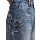Kobine Unisex Punk Multilayer Starburst Pendant Waist Chain