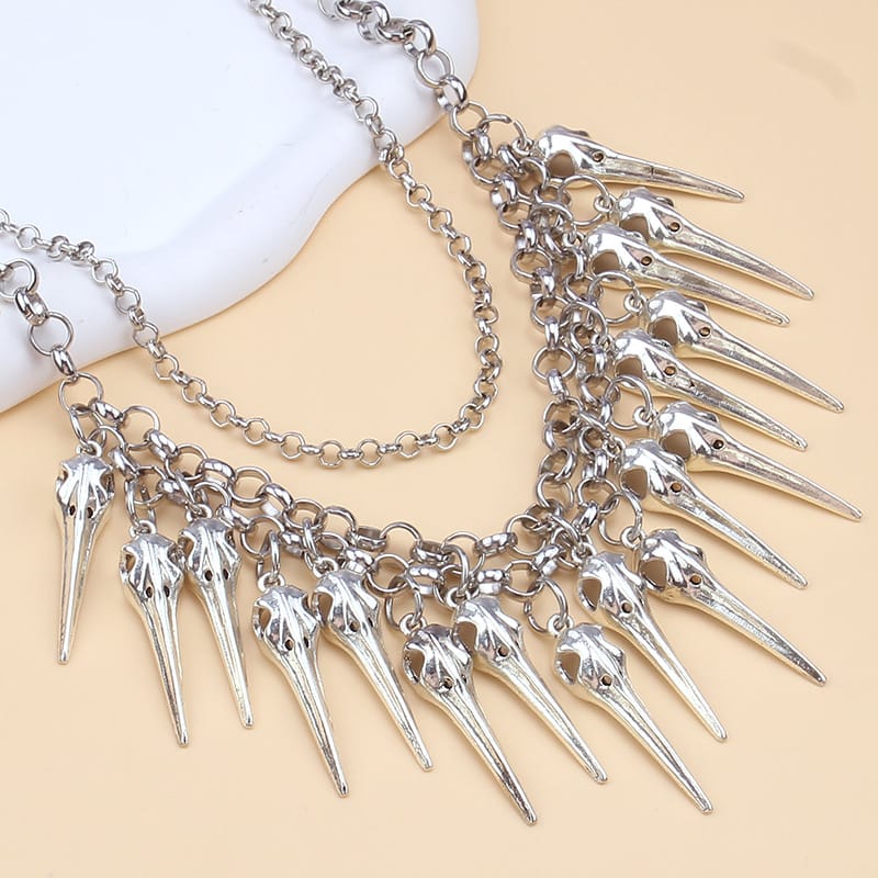 Kobine Unisex Punk Raven Skull Layered Waist Chain