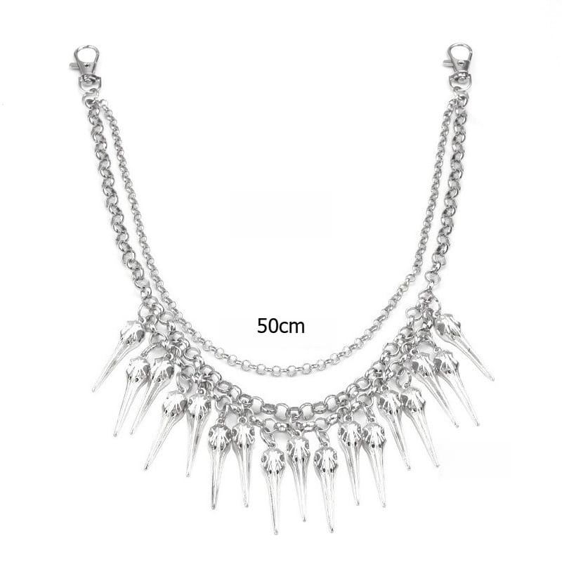 Kobine Unisex Punk Raven Skull Layered Waist Chain