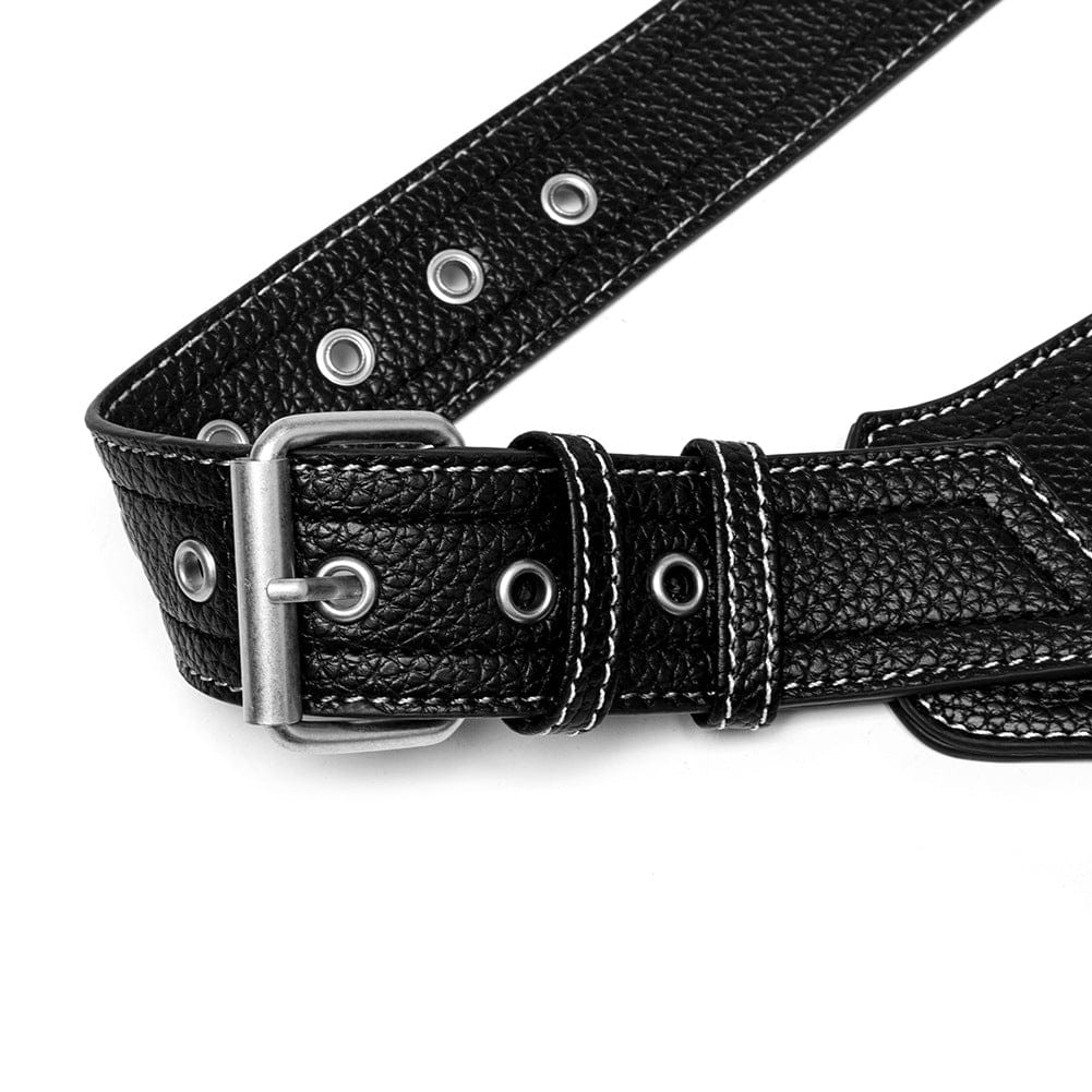Kobine Unisex Punk Rivet Cross Chained Belt Bag