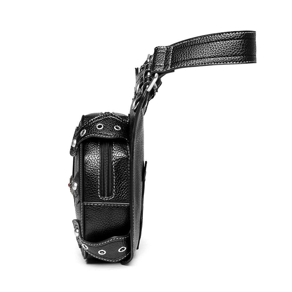 Kobine Unisex Punk Rivet Cross Chained Belt Bag